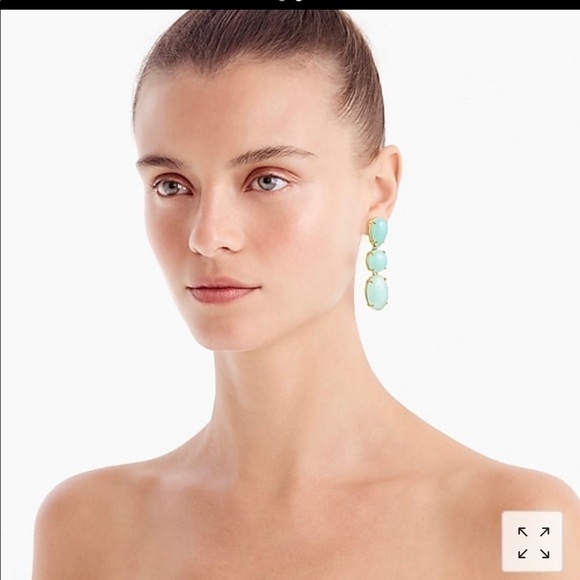 Jcrew white triple stone drop gold earrings wedding dressy event party - Picture 2 of 6